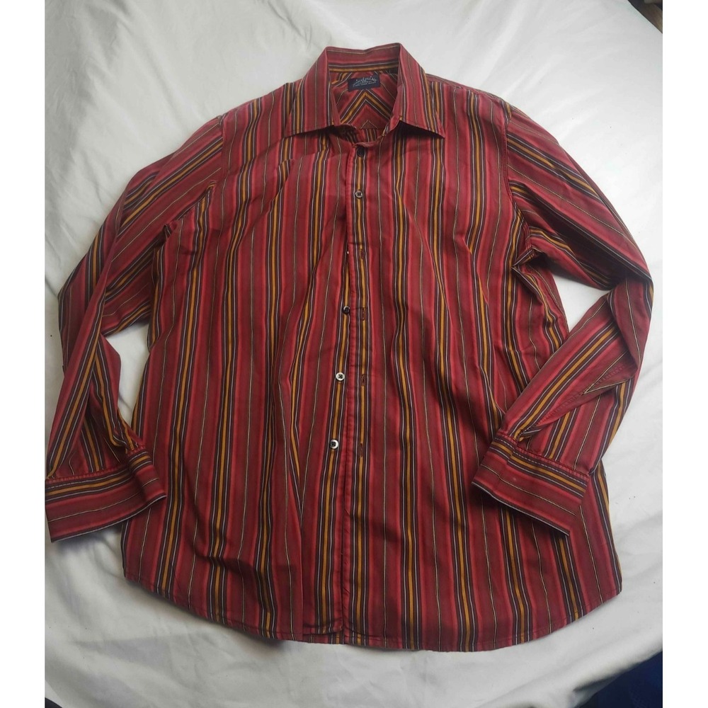 Indigo Palms Tommy Bahama Shirt Mens XL Red Striped Coastal Preppy Long Sleeve